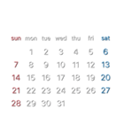 濃色背景用シンプルカレンダーSunday始まり（個別スタンプ：2）