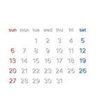 濃色背景用シンプルカレンダーSunday始まり（個別スタンプ：3）