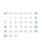 濃色背景用シンプルカレンダーSunday始まり（個別スタンプ：9）