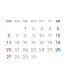 濃色背景用シンプルカレンダーSunday始まり（個別スタンプ：10）