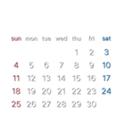 濃色背景用シンプルカレンダーSunday始まり（個別スタンプ：12）