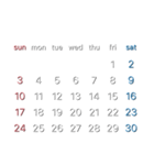 濃色背景用シンプルカレンダーSunday始まり（個別スタンプ：13）