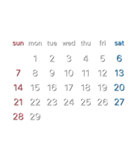 濃色背景用シンプルカレンダーSunday始まり（個別スタンプ：16）