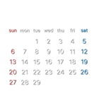 濃色背景用シンプルカレンダーSunday始まり（個別スタンプ：17）