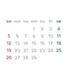 濃色背景用シンプルカレンダーSunday始まり（個別スタンプ：18）