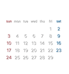濃色背景用シンプルカレンダーSunday始まり（個別スタンプ：20）