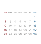 濃色背景用シンプルカレンダーSunday始まり（個別スタンプ：21）