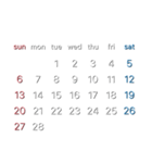 濃色背景用シンプルカレンダーSunday始まり（個別スタンプ：24）