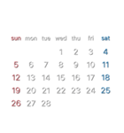 濃色背景用シンプルカレンダーSunday始まり（個別スタンプ：25）