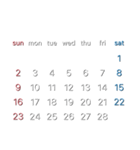 濃色背景用シンプルカレンダーSunday始まり（個別スタンプ：28）