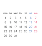 淡色背景用シンプルカレンダーMonday始まり（個別スタンプ：1）