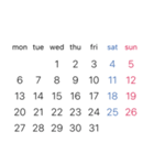 淡色背景用シンプルカレンダーMonday始まり（個別スタンプ：3）