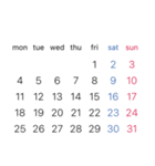 淡色背景用シンプルカレンダーMonday始まり（個別スタンプ：5）