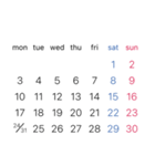 淡色背景用シンプルカレンダーMonday始まり（個別スタンプ：6）