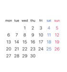 淡色背景用シンプルカレンダーMonday始まり（個別スタンプ：10）