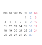 淡色背景用シンプルカレンダーMonday始まり（個別スタンプ：12）