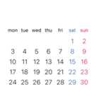 淡色背景用シンプルカレンダーMonday始まり（個別スタンプ：13）