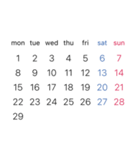 淡色背景用シンプルカレンダーMonday始まり（個別スタンプ：15）