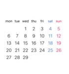 淡色背景用シンプルカレンダーMonday始まり（個別スタンプ：17）