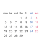 淡色背景用シンプルカレンダーMonday始まり（個別スタンプ：18）