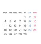 淡色背景用シンプルカレンダーMonday始まり（個別スタンプ：19）