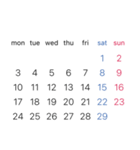 淡色背景用シンプルカレンダーMonday始まり（個別スタンプ：20）
