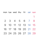 淡色背景用シンプルカレンダーMonday始まり（個別スタンプ：21）
