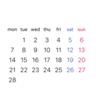 淡色背景用シンプルカレンダーMonday始まり（個別スタンプ：23）
