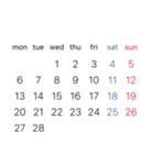 淡色背景用シンプルカレンダーMonday始まり（個別スタンプ：24）