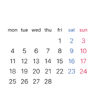 淡色背景用シンプルカレンダーMonday始まり（個別スタンプ：26）