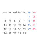 淡色背景用シンプルカレンダーMonday始まり（個別スタンプ：27）