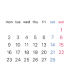 淡色背景用シンプルカレンダーMonday始まり（個別スタンプ：28）
