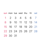 淡色背景用シンプルカレンダーSunday始まり（個別スタンプ：1）