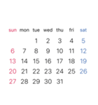 淡色背景用シンプルカレンダーSunday始まり（個別スタンプ：3）