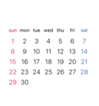 淡色背景用シンプルカレンダーSunday始まり（個別スタンプ：8）
