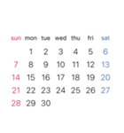 淡色背景用シンプルカレンダーSunday始まり（個別スタンプ：9）
