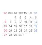 淡色背景用シンプルカレンダーSunday始まり（個別スタンプ：10）