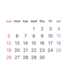 淡色背景用シンプルカレンダーSunday始まり（個別スタンプ：11）