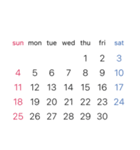淡色背景用シンプルカレンダーSunday始まり（個別スタンプ：12）