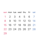 淡色背景用シンプルカレンダーSunday始まり（個別スタンプ：15）