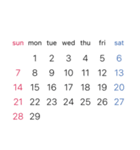 淡色背景用シンプルカレンダーSunday始まり（個別スタンプ：16）