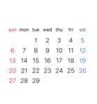 淡色背景用シンプルカレンダーSunday始まり（個別スタンプ：17）