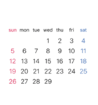 淡色背景用シンプルカレンダーSunday始まり（個別スタンプ：18）