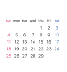 淡色背景用シンプルカレンダーSunday始まり（個別スタンプ：19）