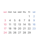 淡色背景用シンプルカレンダーSunday始まり（個別スタンプ：20）