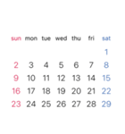 淡色背景用シンプルカレンダーSunday始まり（個別スタンプ：21）