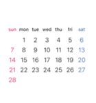 淡色背景用シンプルカレンダーSunday始まり（個別スタンプ：23）
