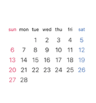 淡色背景用シンプルカレンダーSunday始まり（個別スタンプ：24）