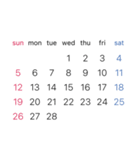 淡色背景用シンプルカレンダーSunday始まり（個別スタンプ：25）