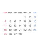 淡色背景用シンプルカレンダーSunday始まり（個別スタンプ：26）